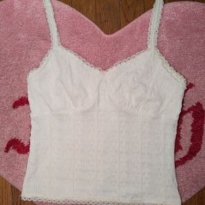 Lace Trim White Camisole Top
